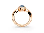 Halo Engagement Ring Setting for Fancy Blue Marquise Center with Tapered Plain Band and Prong Head in Rose Gold