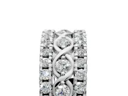 Round Cut Lab-Grown Diamond Infinity Twist Wedding Band with Pave Border Rows and Prong Setting in Platinum