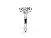 Solitaire Engagement Ring Setting for Marquise Center with Marquise Flower Shoulders and Prong Head in Sterling Silver