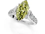 Solitaire Engagement Ring Setting for Fancy Yellow Marquise Center with Pave Cathedral Shoulders and Prong Head in Sterling Silver