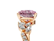 Solitaire Engagement Ring Setting for Fancy Pink Radiant Cut Center with Marquise Accent Twist Band and Prong Head in Rose Gold