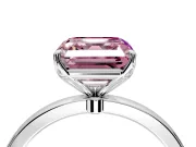 Solitaire Engagement Ring Setting for Fancy Pink Asscher Cut Center with Thin Rounded Plain Band and Prong Head in White Gold