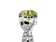 Solitaire Engagement Ring Setting for Fancy Yellow Round Cut Center with Narrow Twist Pave Band and Prong Head in Platinum