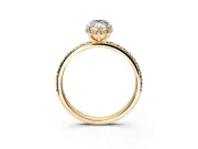 Hidden Halo Engagement Ring Setting for Marquise Center with Pave Band and Prong Head in Yellow Gold
