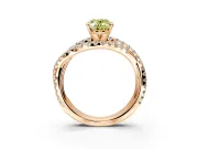 Solitaire Engagement Ring Setting for Fancy Yellow Oval Center with Woven 3-Strand Pave Band and Prong Head in Rose Gold