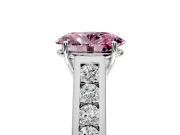 Solitaire Engagement Ring Setting for Fancy Pink Oval Center with Cathedral Channel Band and Prong Head in Platinum