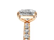 Solitaire Engagement Ring Setting for Radiant Cut Center with Shared-Prong Accents and Prong Head in Rose Gold