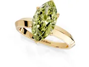 Solitaire Engagement Ring Setting for Fancy Yellow Marquise Center with Wide Knife Ridge Band and Prong Head in Yellow Gold