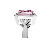 Cluster Engagement Ring Setting for Fancy Pink Asscher Cut Center with Milgrain Shoulder Clusters and Prong Head in Sterling Silver