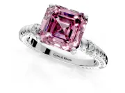 Rope Engagement Ring Setting for Fancy Pink Asscher Cut Center with Accent Shoulders and Prong Head in Platinum