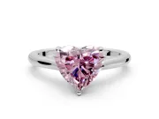 Solitaire Engagement Ring Setting for Fancy Pink Heart-Shaped Center with Narrow Cathedral Band and Prong Head in Platinum