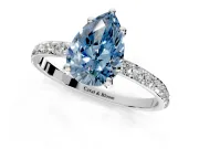 Solitaire Engagement Ring Setting for Fancy Blue Pear-Shaped Center with Pave Accents and Prong Head in Platinum