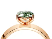 Solitaire Engagement Ring Setting for Fancy Green Oval Center with Wide Knife Ridge Band and Prong Head in Rose Gold