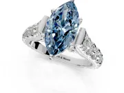 Solitaire Engagement Ring Setting for Fancy Blue Marquise Center with Pave Cathedral Shoulders and Prong Head in Platinum
