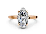Solitaire Engagement Ring Setting for Marquise Center with Tapered Shoulders and Prong Head in Rose Gold