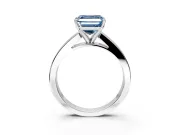 Solitaire Engagement Ring Setting for Fancy Blue Asscher Cut Center with Princess Cut Channel Band and Prong Head in Sterling Silver