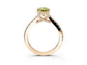 Solitaire Engagement Ring Setting for Fancy Yellow Radiant Cut Center with Widening Pave Band and Claw Prong Head in Rose Gold