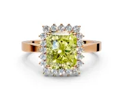 Starburst Halo Engagement Ring Setting for Fancy Yellow Radiant Cut Center with Flat Cathedral Band and Prong Head in Rose Gold