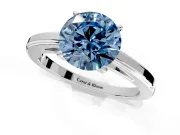 Solitaire Engagement Ring Setting for Fancy Blue Round Cut Center with Flat-Sided Plain Band and Prong Head in Sterling Silver