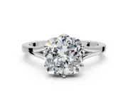 Solitaire Engagement Ring Setting for Cushion Cut Center with Plain Split Shank and Prong Head in Platinum