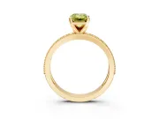 Milgrain Pave Engagement Ring Setting for Fancy Yellow Emerald Cut Center with Accent Band and Prong Head in Yellow Gold