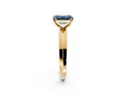 Solitaire Engagement Ring Setting for Fancy Blue Emerald Cut Center with Wide Knife Ridge Band and Prong Head in Yellow Gold