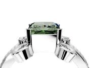 Solitaire Engagement Ring Setting for Fancy Green Princess Cut Center with Twisted Band and Scroll Prong Head in Platinum
