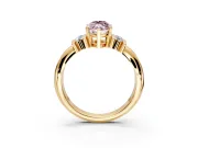 Solitaire Engagement Ring Setting for Fancy Pink Marquise Center with Grooved Bar Accent Band and Prong Head in Yellow Gold