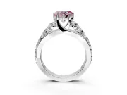 Solitaire Engagement Ring Setting for Fancy Pink Heart-Shaped Center with Graduated Shared Prongs and Prong Head in Sterling Silver