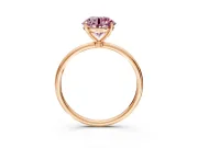 Solitaire Engagement Ring Setting for Fancy Pink Round Cut Center with Straight Thin Band and Prong Head in Rose Gold
