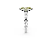 Solitaire Engagement Ring Setting for Fancy Yellow Marquise Center with Beaded Bezel Station Band and Prong Head in Platinum