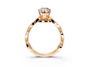 Solitaire Engagement Ring Setting for Fancy Pink Pear-Shaped Center with Accented Twist Band and Leaf Prong Head in Rose Gold