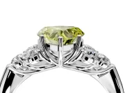 Cluster Engagement Ring Setting for Fancy Yellow Heart-Shaped Center with Round Cut Accent Frame and Prong Head in Platinum