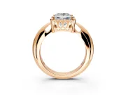 Halo Engagement Ring Setting for Princess Cut Center with Tapered Plain Band and Prong Head in Rose Gold