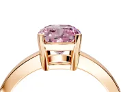 Solitaire Engagement Ring Setting for Fancy Pink Cushion Cut Center with Plain Band and Flat Tab Prong Head in Rose Gold