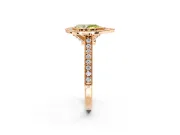 Halo Engagement Ring Setting for Fancy Yellow Pear-Shaped Center with Milgrain Pave Band and Bezel Head in Rose Gold