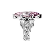 Solitaire Engagement Ring Setting for Fancy Pink Marquise Center with Marquise and Bezel Accents and Prong Head in Platinum