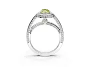 Halo Engagement Ring Setting for Fancy Yellow Marquise Center with Framed Halo, Pave Band and Prong Head in Platinum