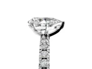 Solitaire Engagement Ring Setting for Pear-Shaped Center with Fine Pave Band and Claw Prong Head in Sterling Silver