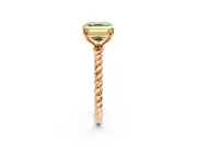 Solitaire Engagement Ring Setting for Fancy Yellow Asscher Cut Center with Plain Twisted Rope Band and Prong Head in Rose Gold