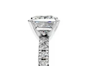 Solitaire Engagement Ring Setting for Princess Cut Center with Large Accents and Prong Head in Platinum