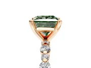 Solitaire Engagement Ring Setting for Fancy Green Princess Cut Center with Alternating Size Accents and Prong Head in Rose Gold