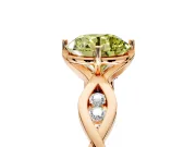 Solitaire Engagement Ring Setting for Fancy Yellow Round Cut Center with Accented Twist Band and Leaf Prong Head in Rose Gold