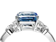 Solitaire Engagement Ring Setting for Fancy Blue Asscher Cut Center with Marquise Flower Shoulders and Prong Head in White Gold