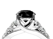 Solitaire Engagement Ring Setting for Fancy Black Round Cut Center with Graduated Shared Prongs and Prong Head in Platinum