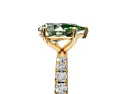 Solitaire Engagement Ring Setting for Fancy Green Pear-Shaped Center with Micro Pave Band and Prong Head in Yellow Gold