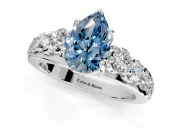 Solitaire Engagement Ring Setting for Fancy Blue Pear-Shaped Center with Graduated Shared Prongs and Prong Head in White Gold