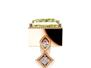 Milgrain Bezel Engagement Ring Setting for Fancy Yellow Princess Cut Center with Marquise Stations and Bezel Head in Rose Gold
