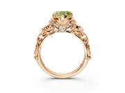 Solitaire Engagement Ring Setting for Fancy Yellow Heart-Shaped Center with Filigree Band and Prong Head in Rose Gold