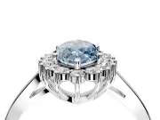 Starburst Halo Engagement Ring Setting for Fancy Blue Marquise Center with Flat Cathedral Band and Prong Head in Sterling Silver